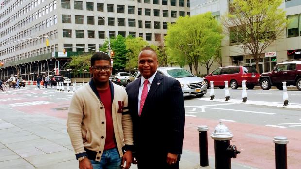 Christian Baker and Robert Jones standing outside