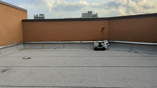 a robot on building roof