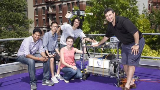 NYU Wireless Team on the roof of a campus building