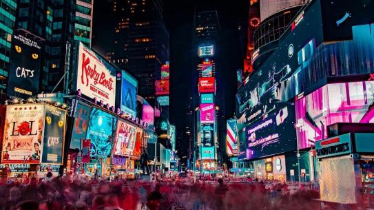 Times Square lit up at night